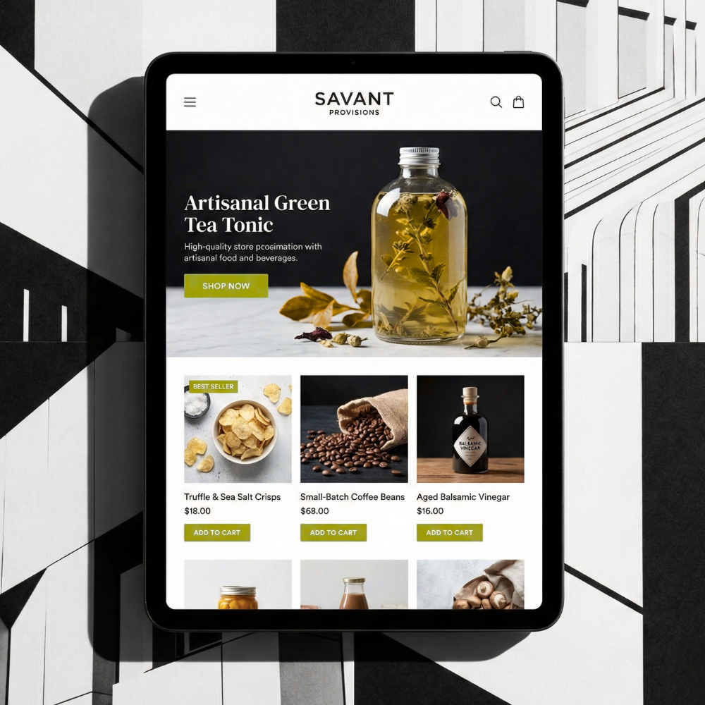 Shopify food and beverage store design example by SatoBuilds