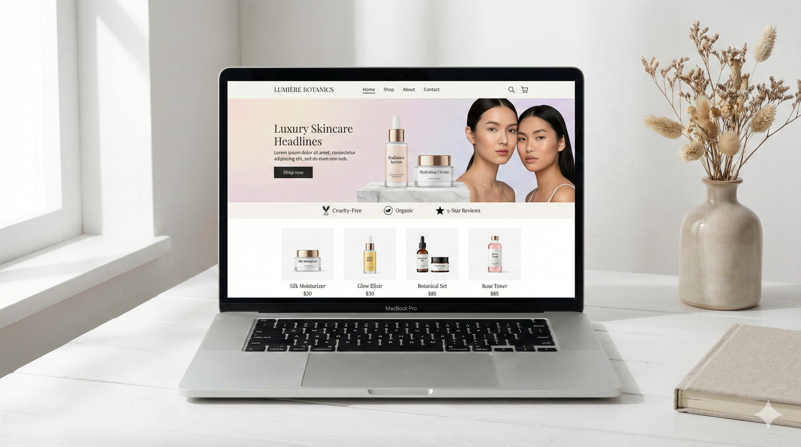 Shopify store redesign for skincare DTC brand - modernized aesthetic with subscription setup by SatoBuilds